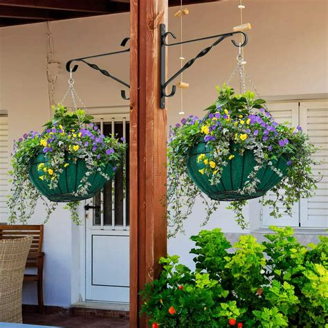 metal hanging flower basket bracket|outdoor hanging flower baskets.